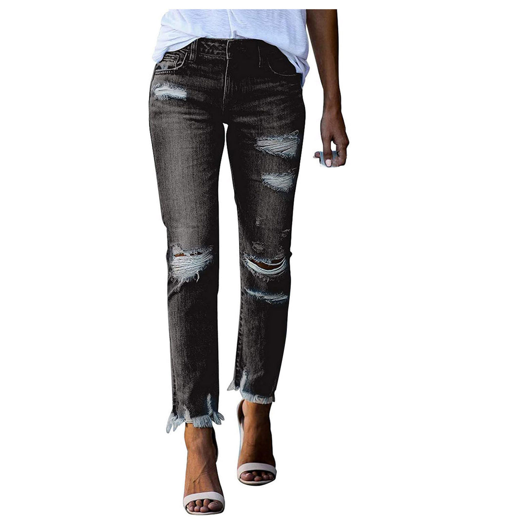Distressed Straight-Leg Jeans