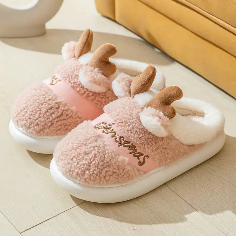Elk Merry Christmas Slippers