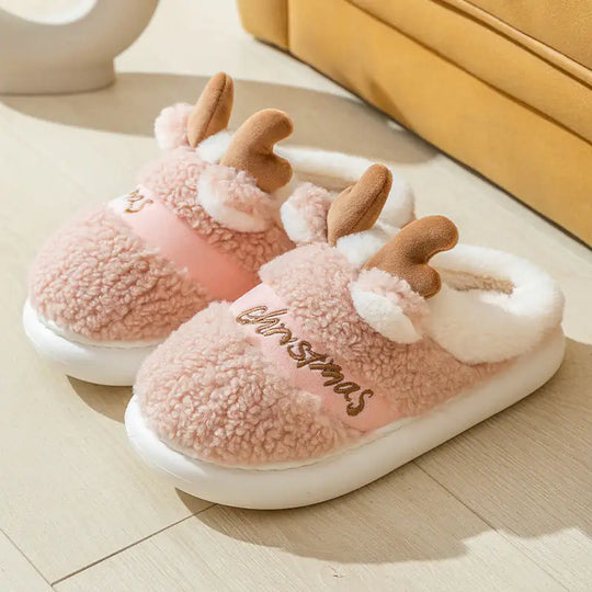 Elk Merry Christmas Slippers