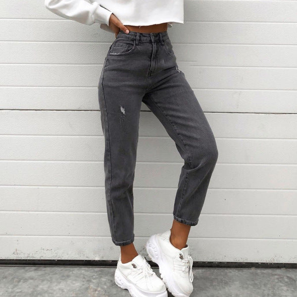 High-Waisted Straight-Leg Jeans