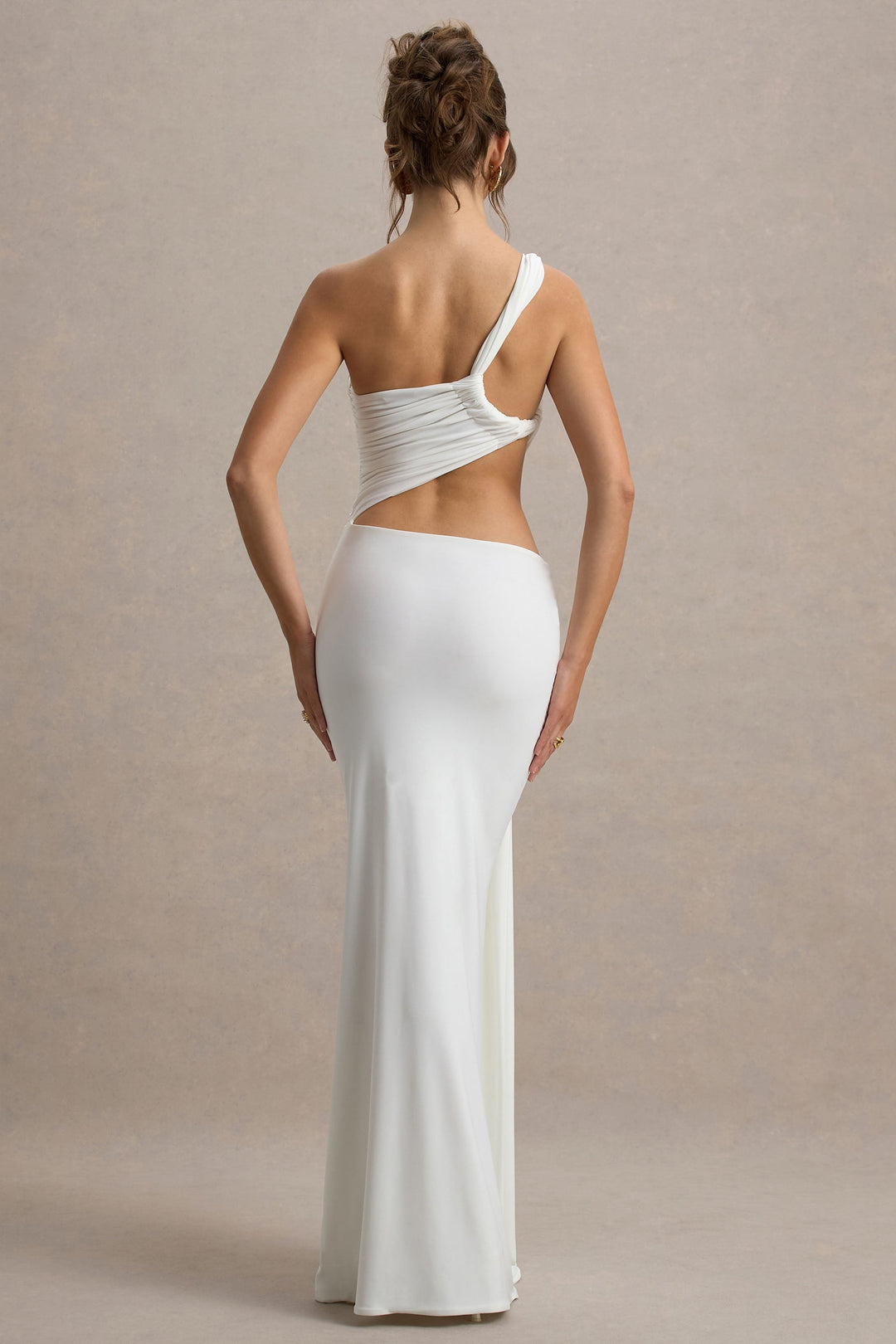 One-Shoulder Cutout Draped Gown